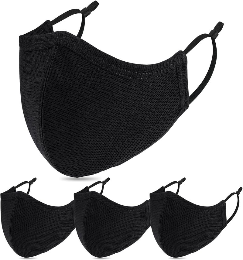 BeatBasic Black Cloth Face Mask,3 Ply BB-9201 Material, Reusable Fabric Washable for Men Women Adult Large Pack 6 - Image 1